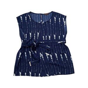 Adolfo Dominguez navy and white printed blouse size 42